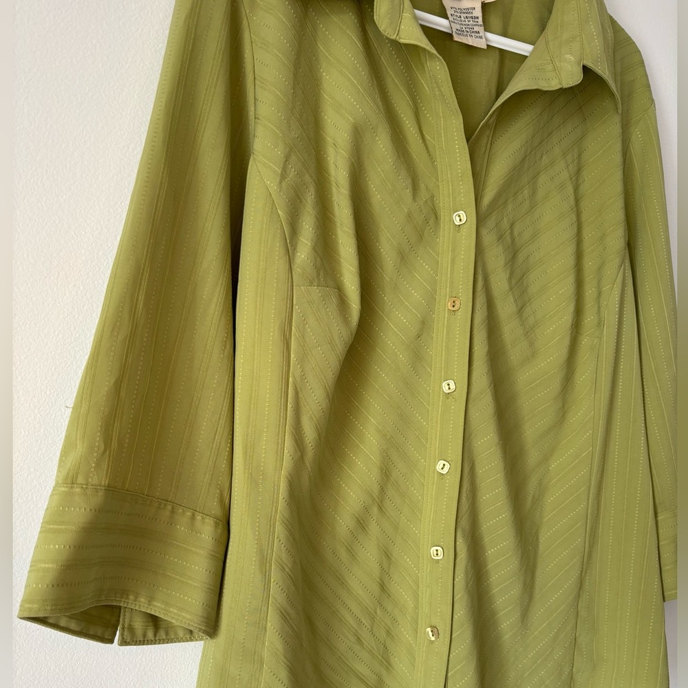 Fred David Light Green Women's Button-Down Blouse - Picture 3 of 10